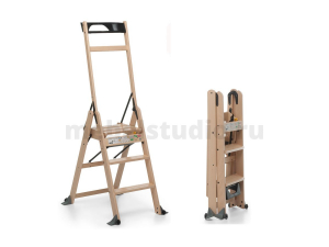 Стремянка деревянная 3 ступени на колесиках Scala 3.0 Foppapedretti
